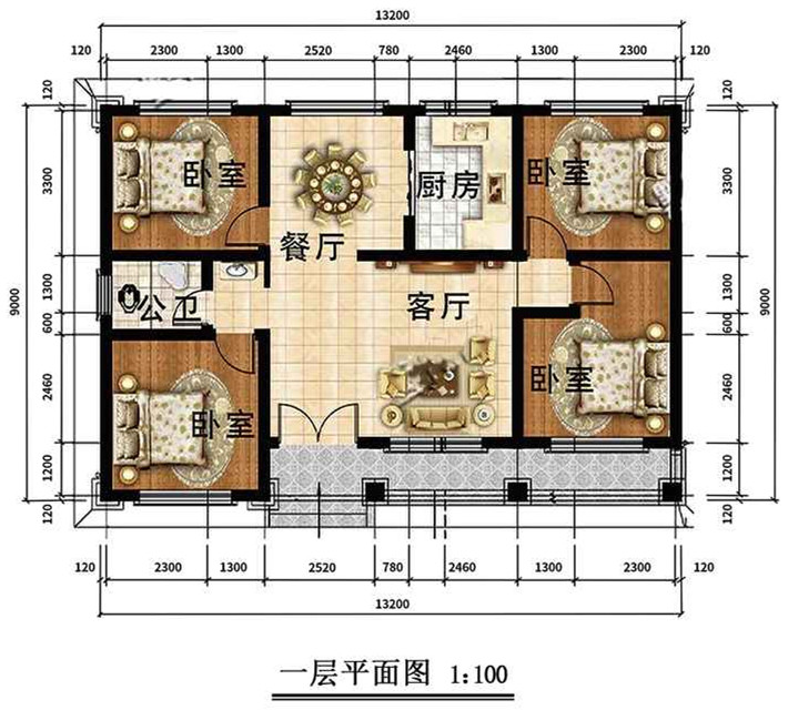 单层欧式轻钢别墅室内设计图