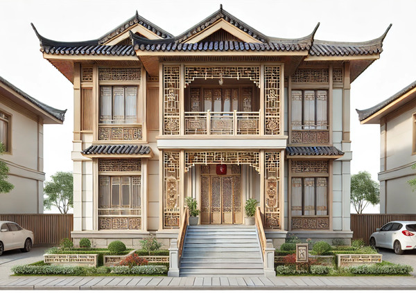 150平方米中式轻钢别墅户型设计图，感受高端与古典之美